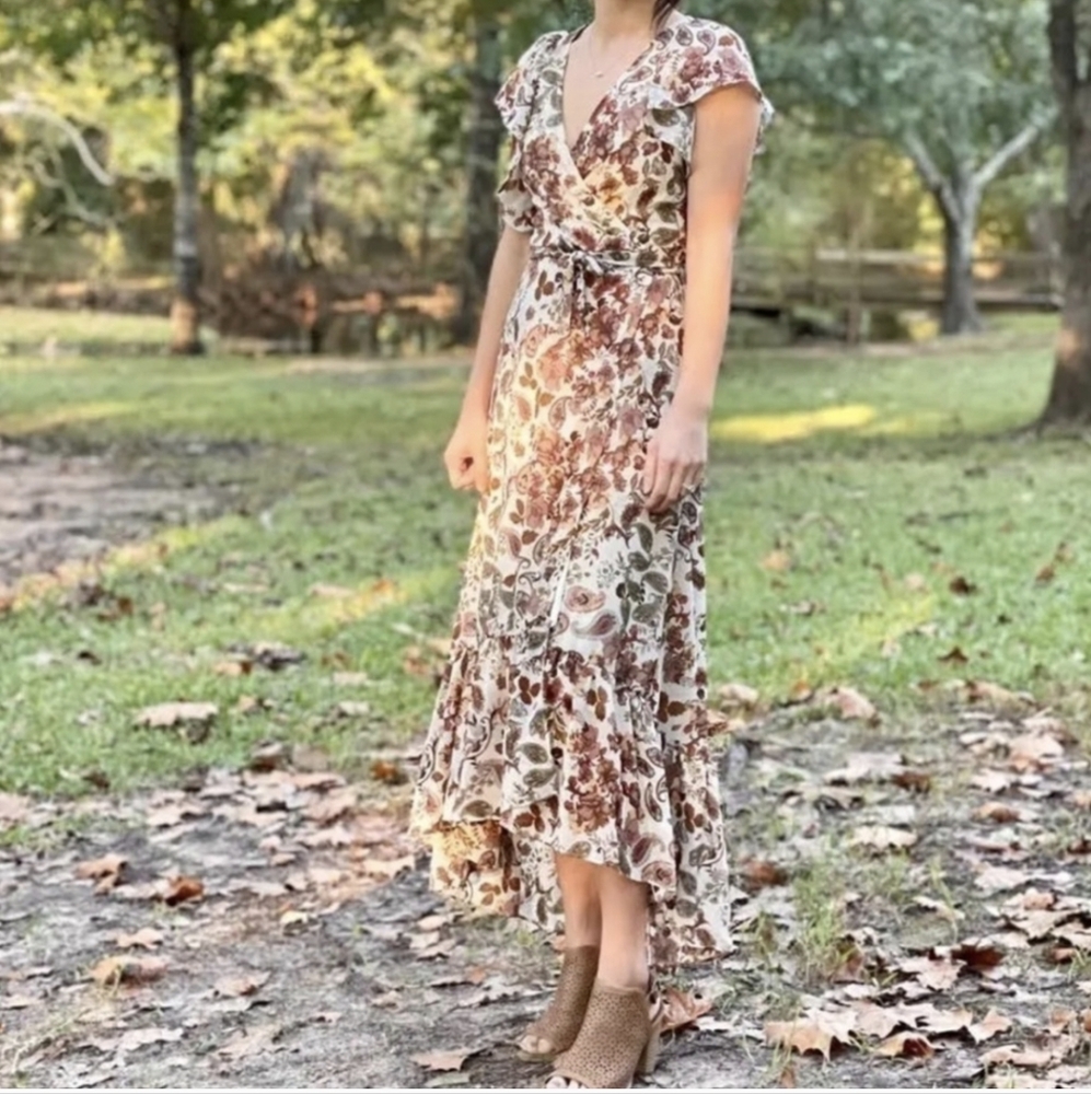 Anthropologie DREW Terra Wrap Dress – Vintage Garden Print, Size M